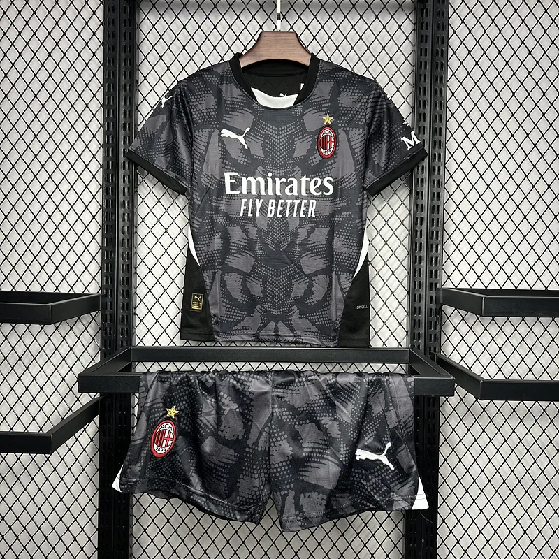 24-25 AC Millan Goalkeeper Kid Kits Black Youth Apparels AAAAJersey Supplier Yupoo 6