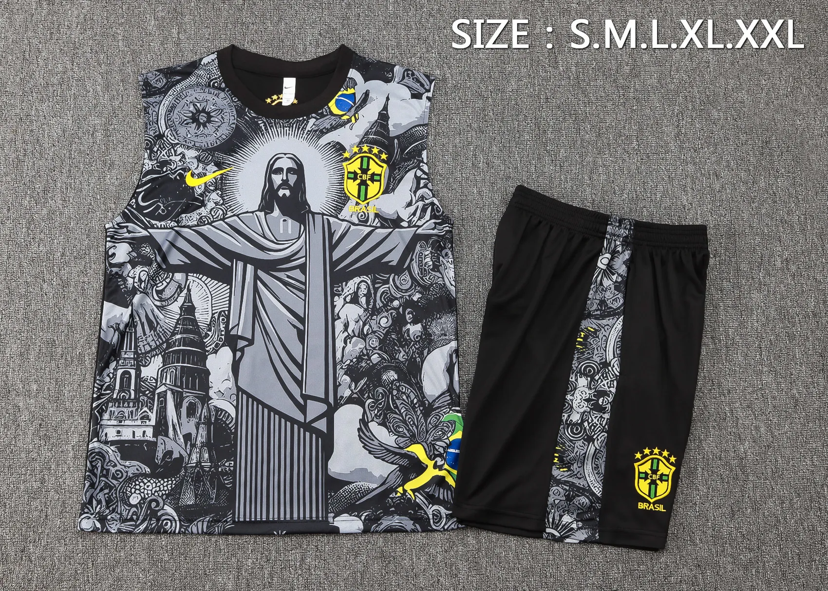 2024 Brazil Christ the Redeemer Grey Vest Kit Soccer AAAAJersey Yupoo 1