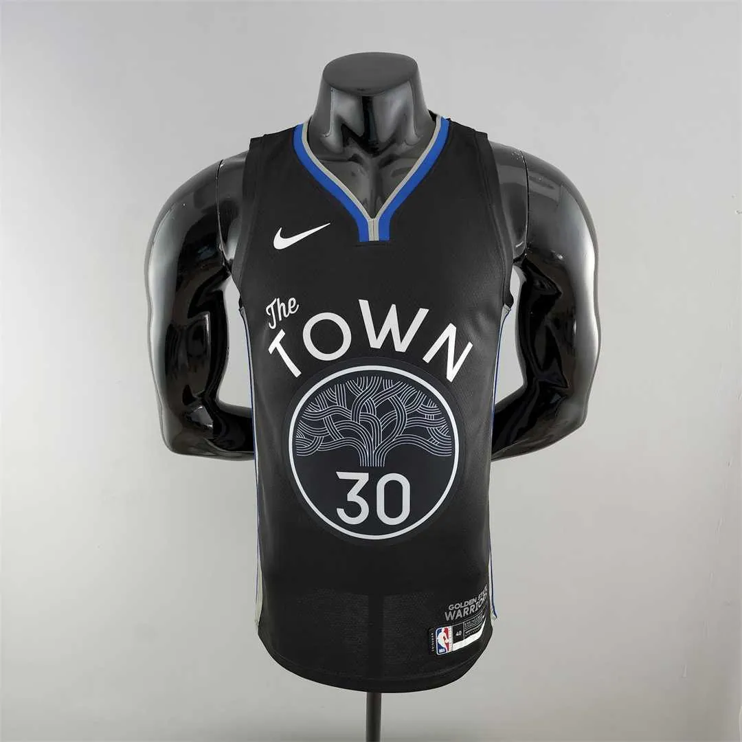 2020 Curry#30 Warriors City Edition Black and Grey NBA Jersey 10