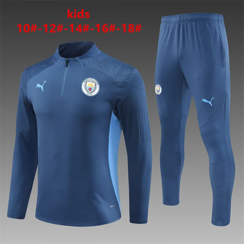24-25 Manchester City Kids Long Sleeve Training Suit Football Shirts 1