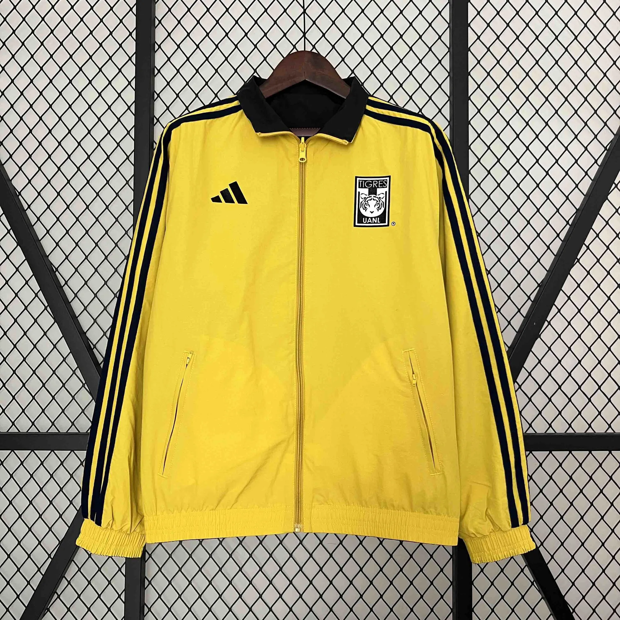 2024 Tigres UANL Orange&Yellow Trench Coat Reversible Windbreaker Double-Sides Jacket 3