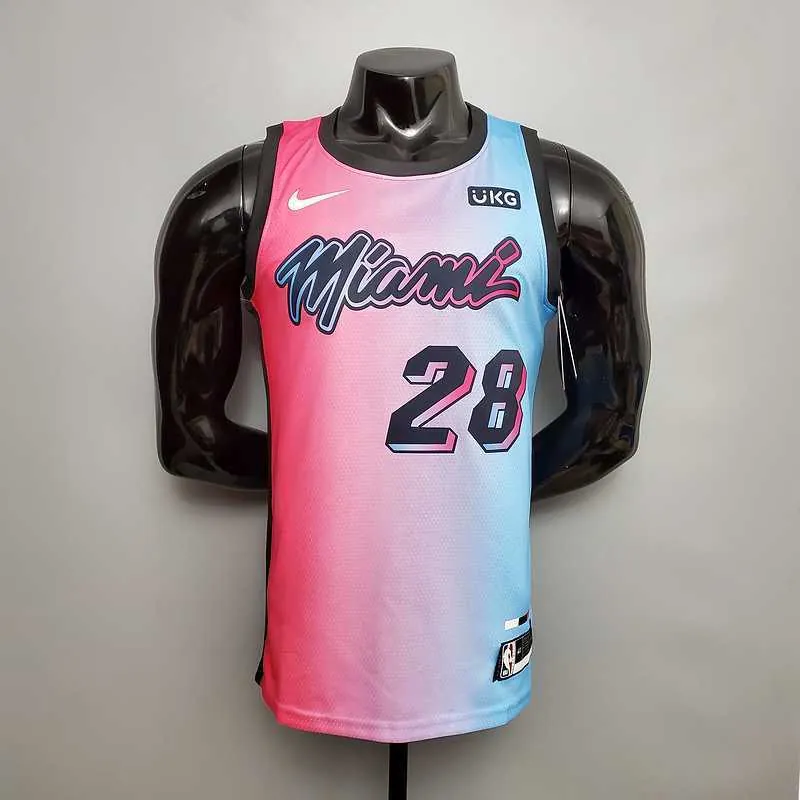 New Miami Heat IGUODALA#28 City Edition Pink Blue Gradient Color 8
