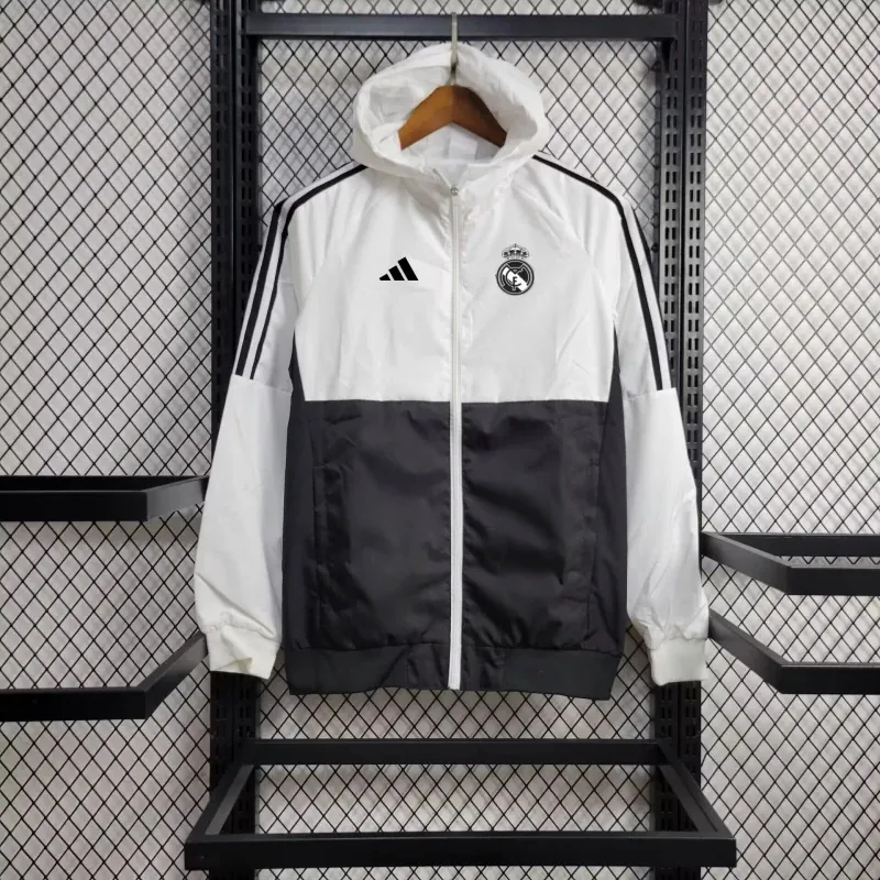 23-24 Real Madrid White and Black Windbreaker Jacket Football Replicas Yupoo 2