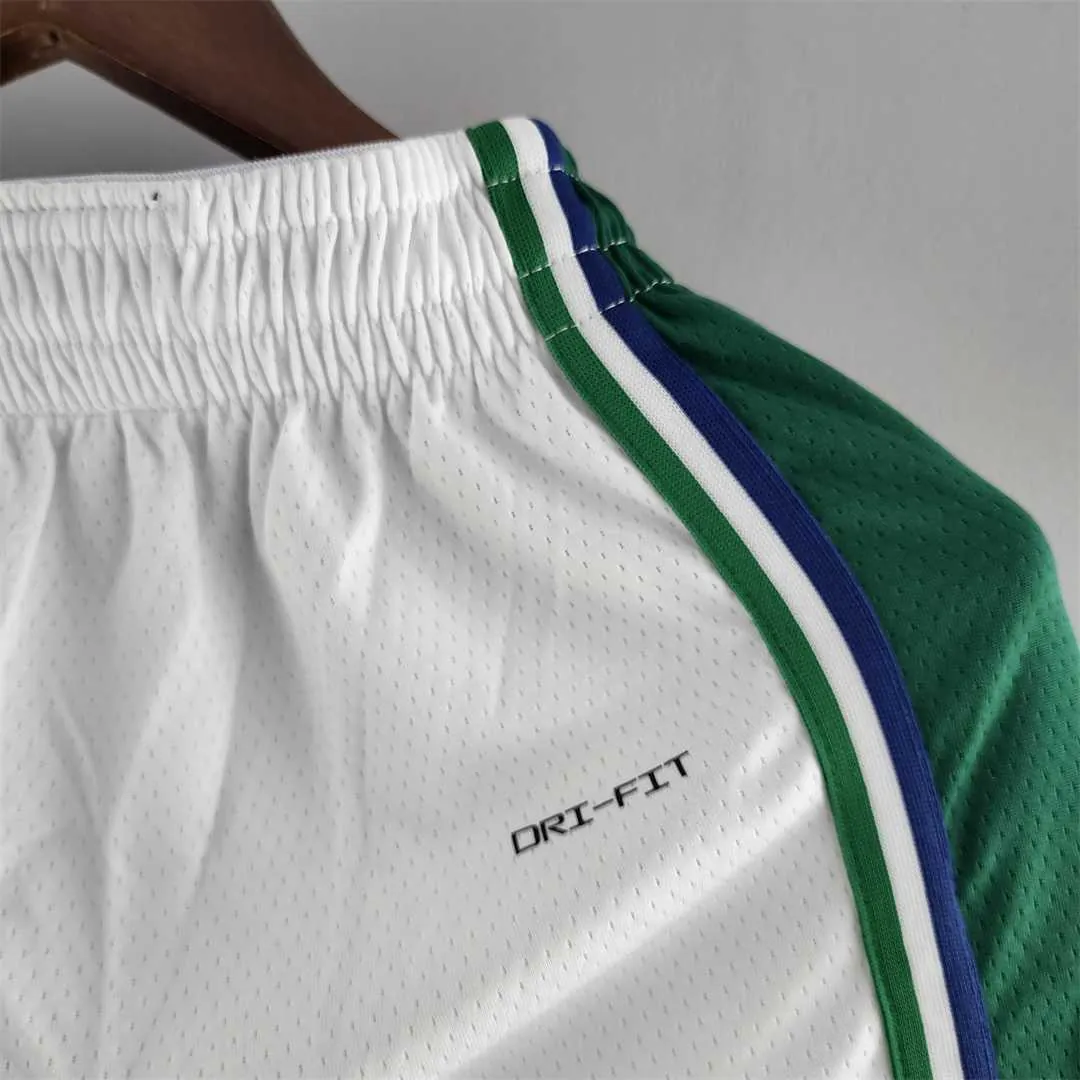 2022 Dallas Mavericks Urban Edition NBA Shorts White Green Trim 5