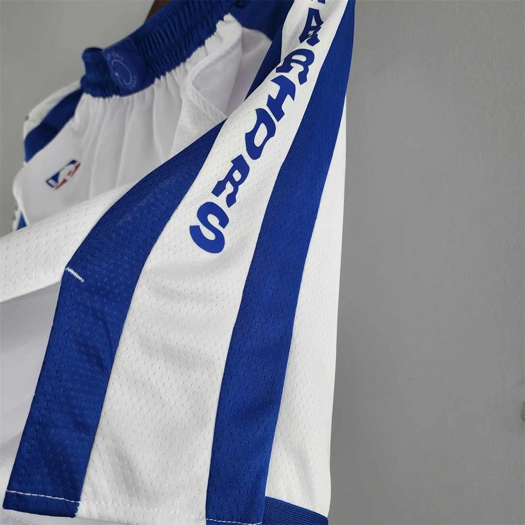 Golden State Warriors NBA Shorts White Blue Trim 5