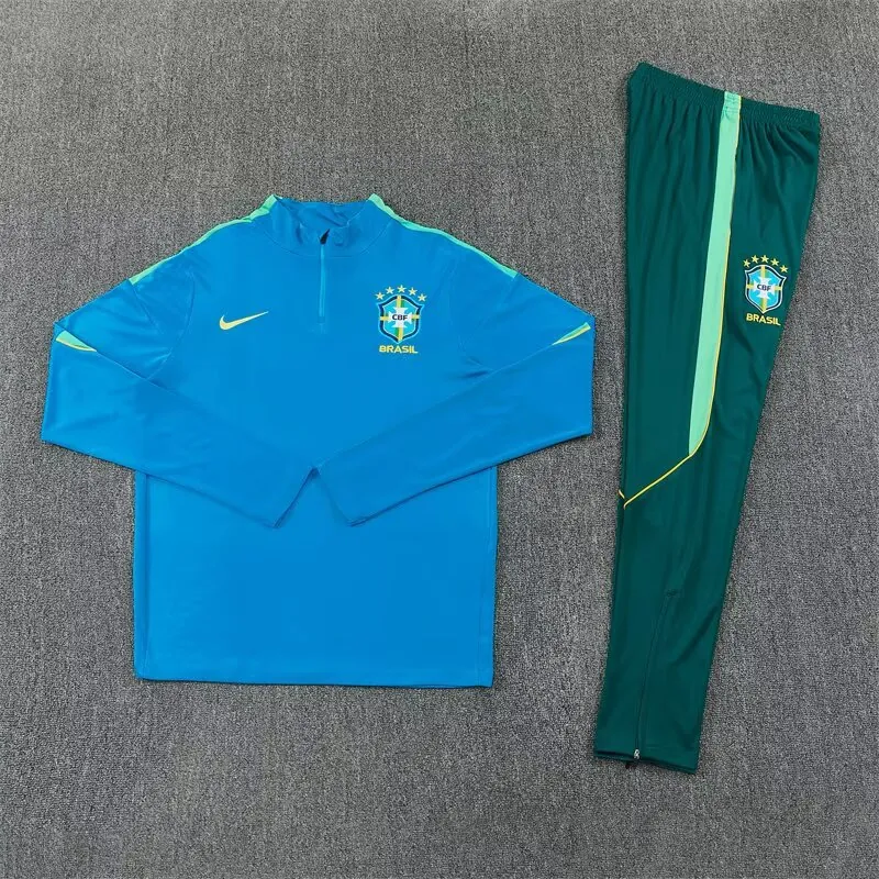 2026 Brazil Mens Kit Blue Half Pull Training Suit Yupoo 7 1