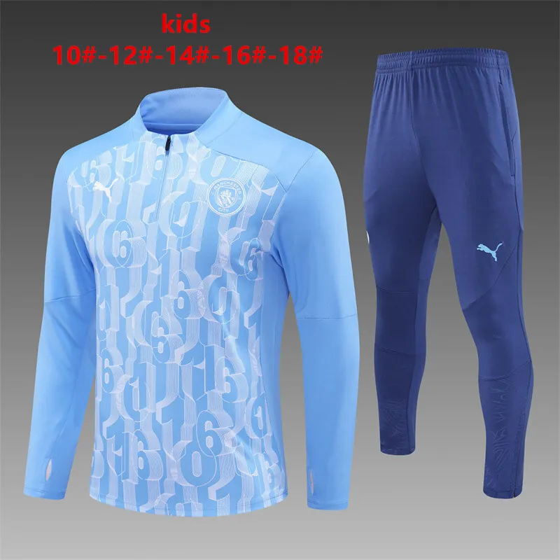 24-25 Manchester City Kids Long Sleeve Training Suit Football Shirts 1