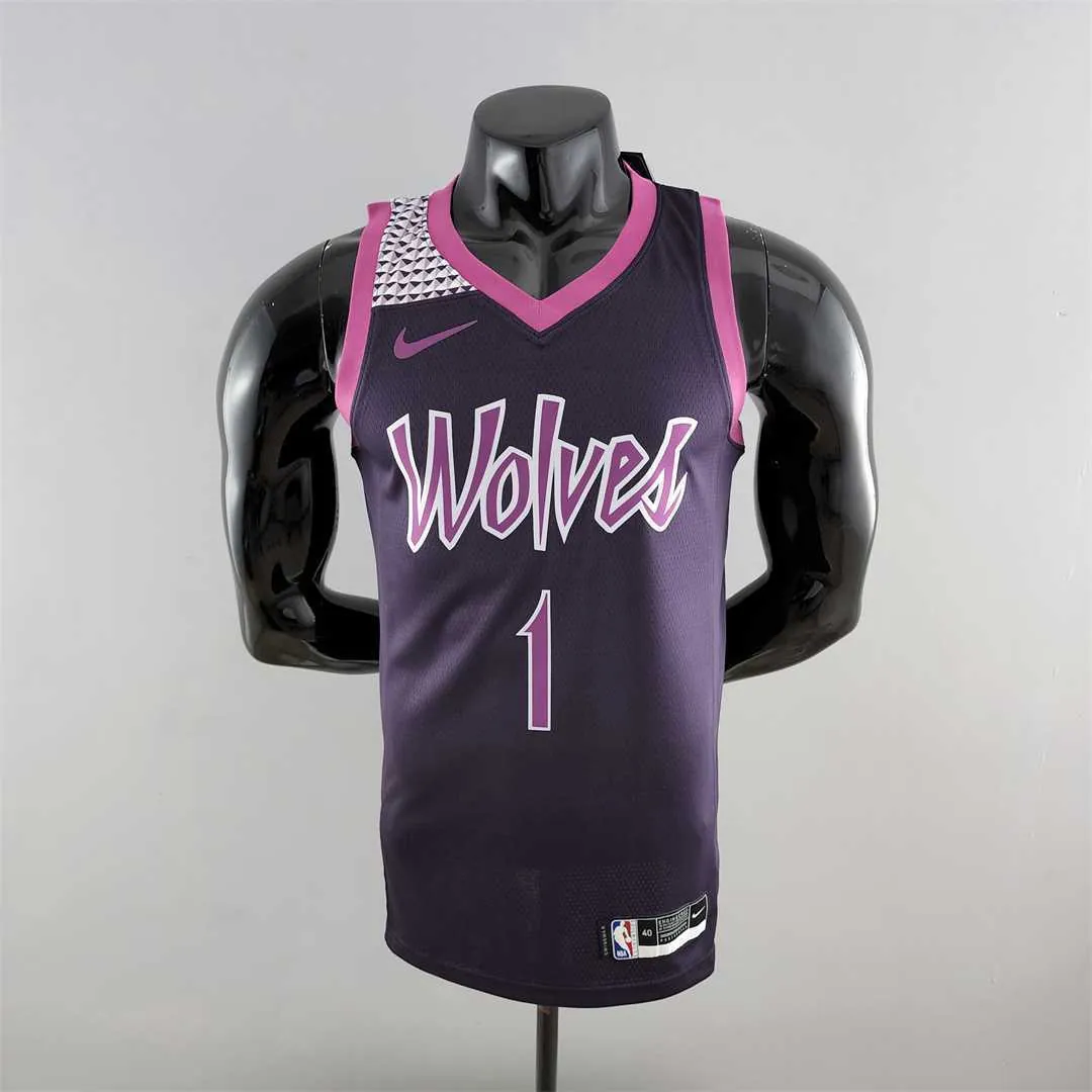 Minnesota Timberwolves EOWAROS#1 Black and Purple NBA Jersey 9