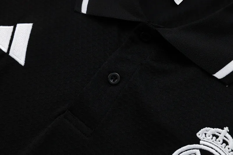 25-26 Real Madrid Polo Black Training Kits Football Tracksuits 6