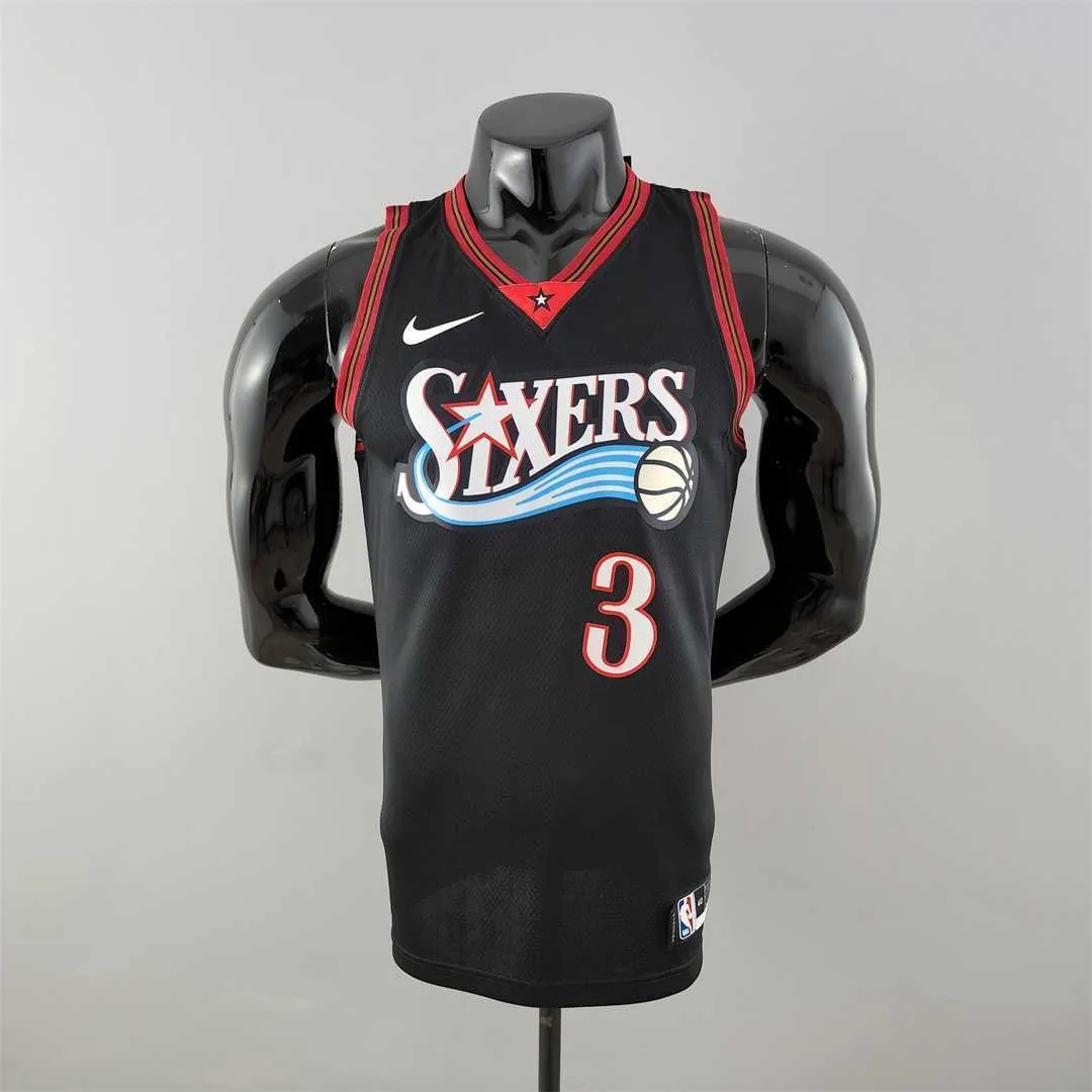 Retro Philadelphia 76ers Iverson #3 big meteor black NBA Jersey 9