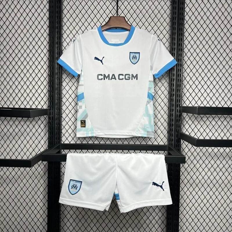 24-25 Marseille Home Kid Kits Youth Apparels Sport AAAAJersey Yupoo 9