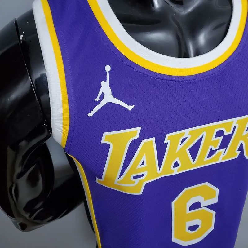 New Lakers Jordan JAMES#6 Theme Purple Round Neck 2