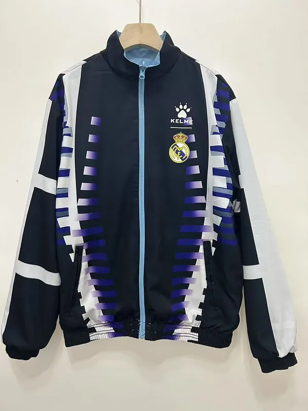 97-98 Real Madrid Retro Trench Coat Reversible Windbreaker Double-Sides Jacket 8