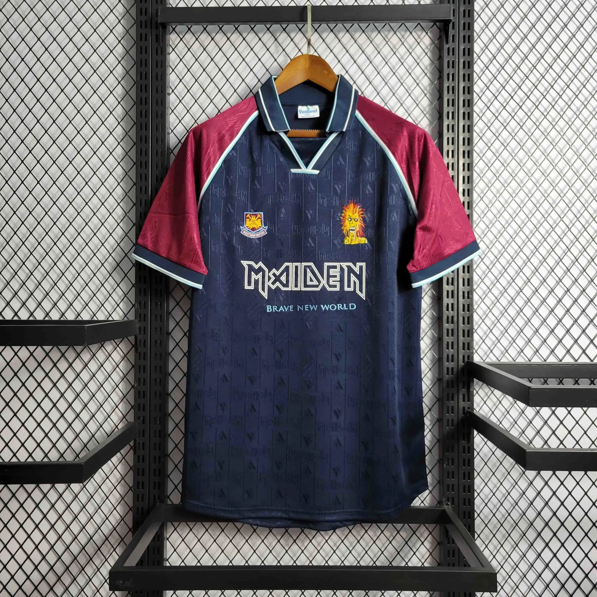 99-00 West Ham Iron Maiden Home Joint Board Retro Kit Vintage Shirt 7