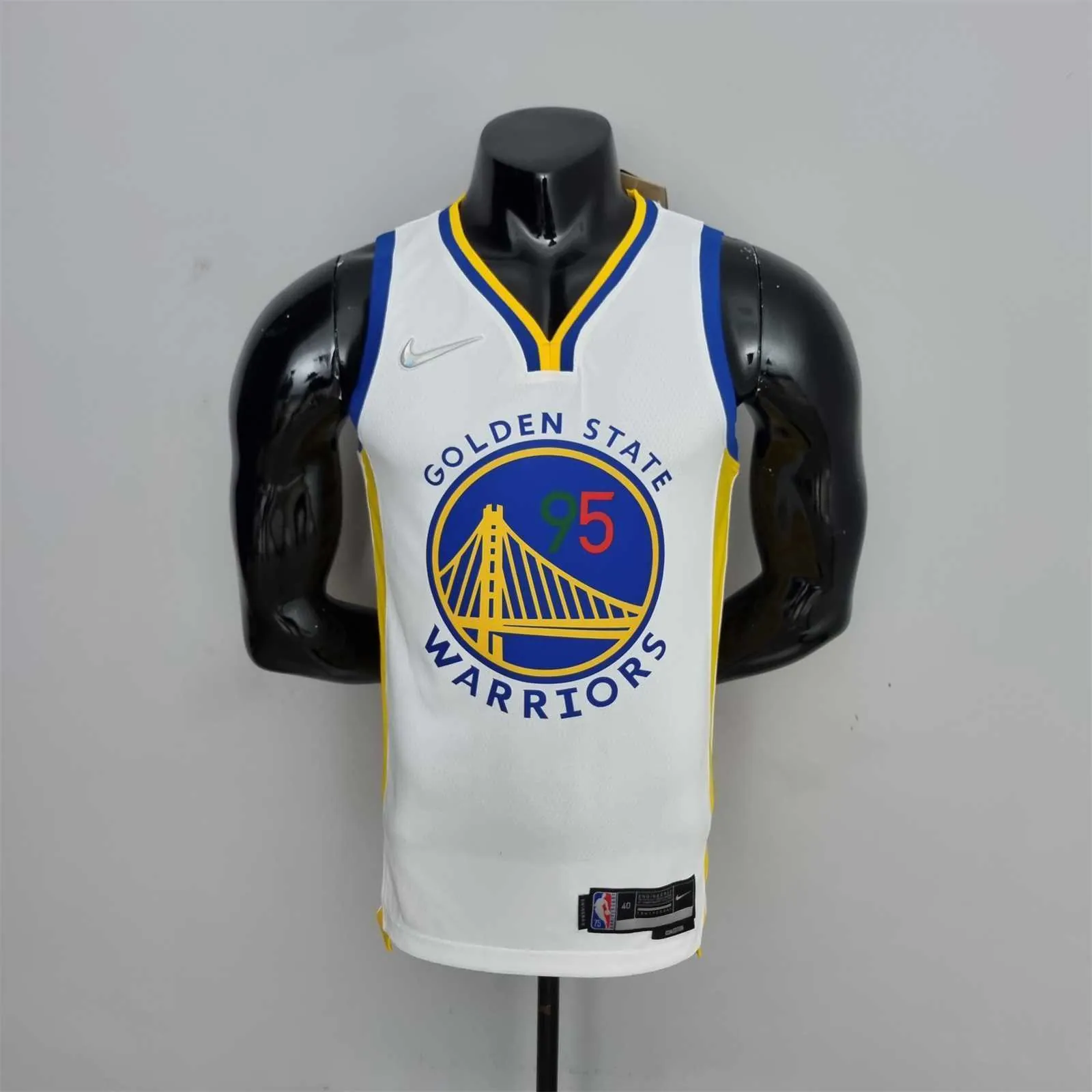 75th Anniversary Toscano#95 Golden State Warriors Mexico Exclusive White NBA Jersey 10