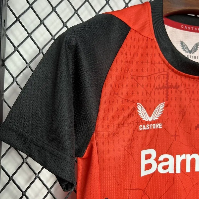 24-25 Bayer 04 Leverkusen Home Kid Kits Youth Apparels Football AAAAJersey Yupoo 6