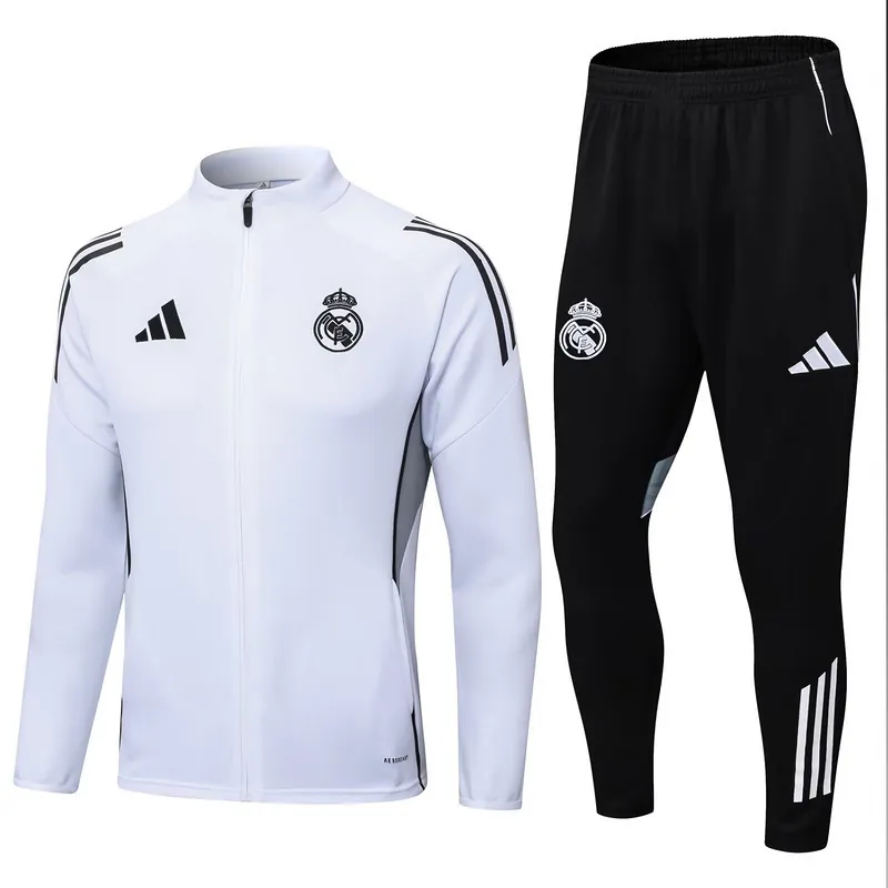 25-26 Real Madrid White&Black Training Kits Long Football Tracksuits 3