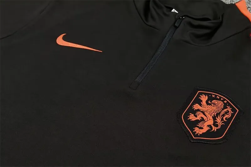 2026 Netherlands Mens Kit Black Half Pull Training Suit Yupoo 7 4