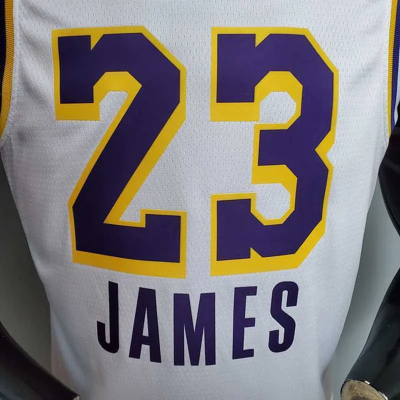 New James #23 Lakers Round neck white 3