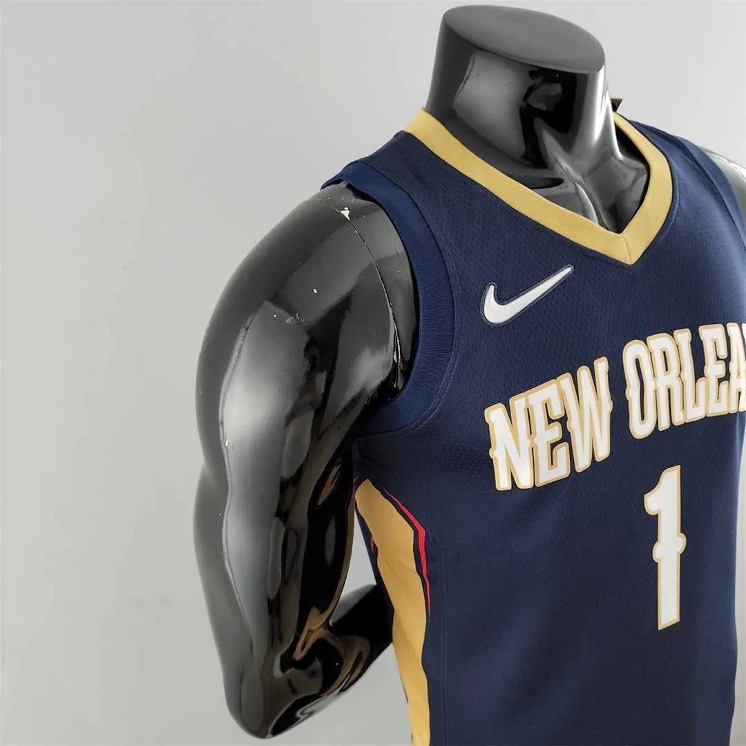 75th Anniversary New Orleans Pelicans Williams #1 Navy Blue NBA Jersey 9