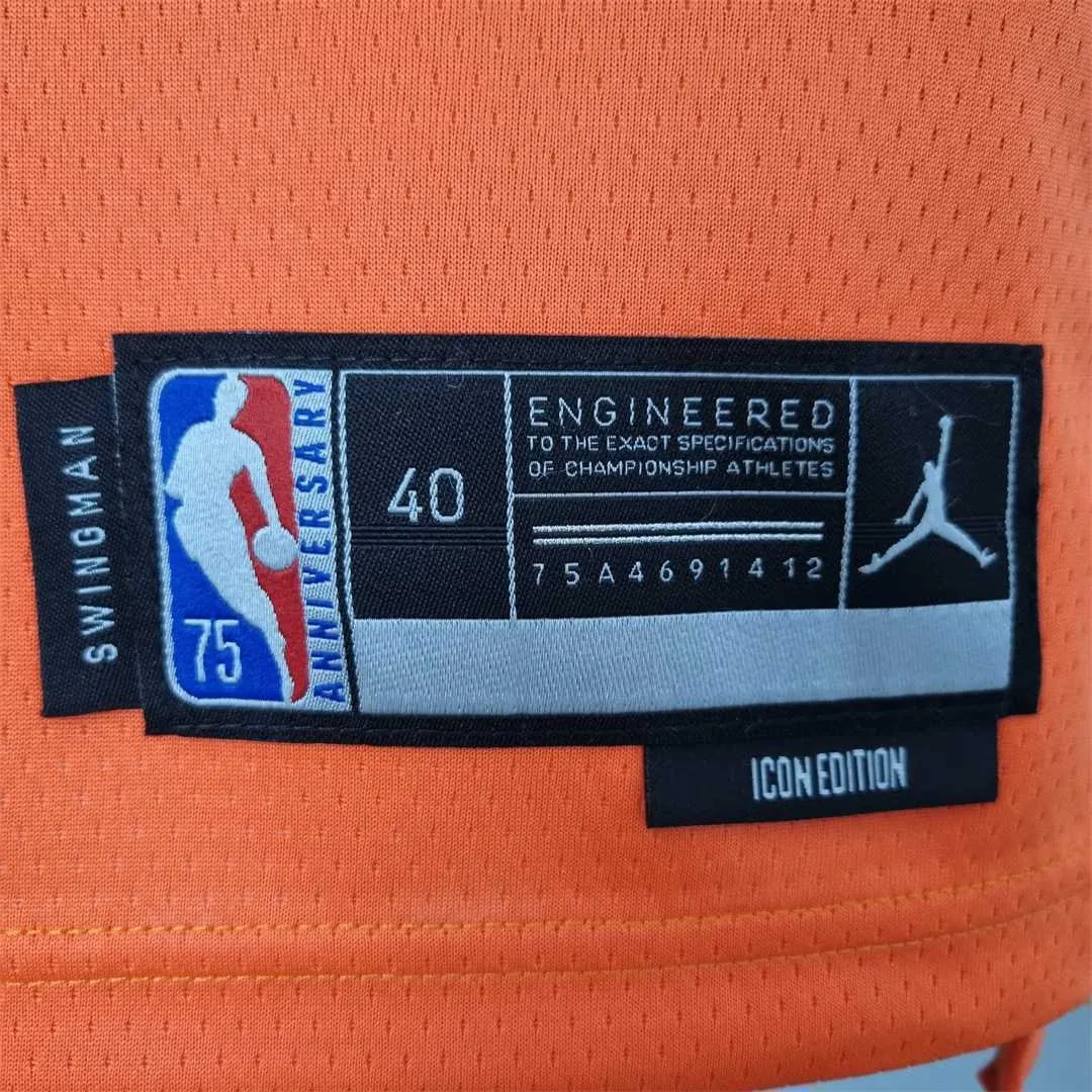 75th Anniversary BOOKER#1 Phoenix Suns Jordan Theme Orange NBA Jersey 6
