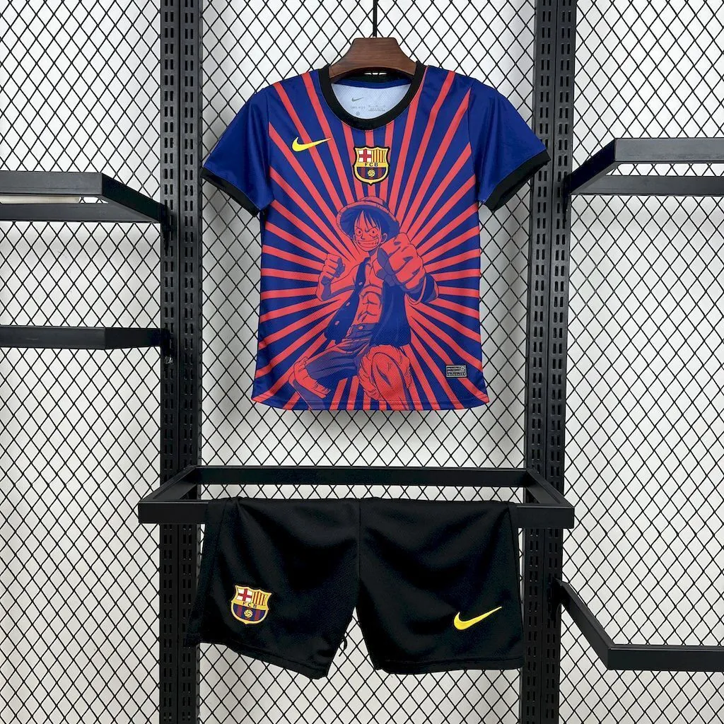 25-26 Barcelona x One Piece Luffy Special Edition Kid Kits Youth Apparels AAAAJersey Wholesale 8