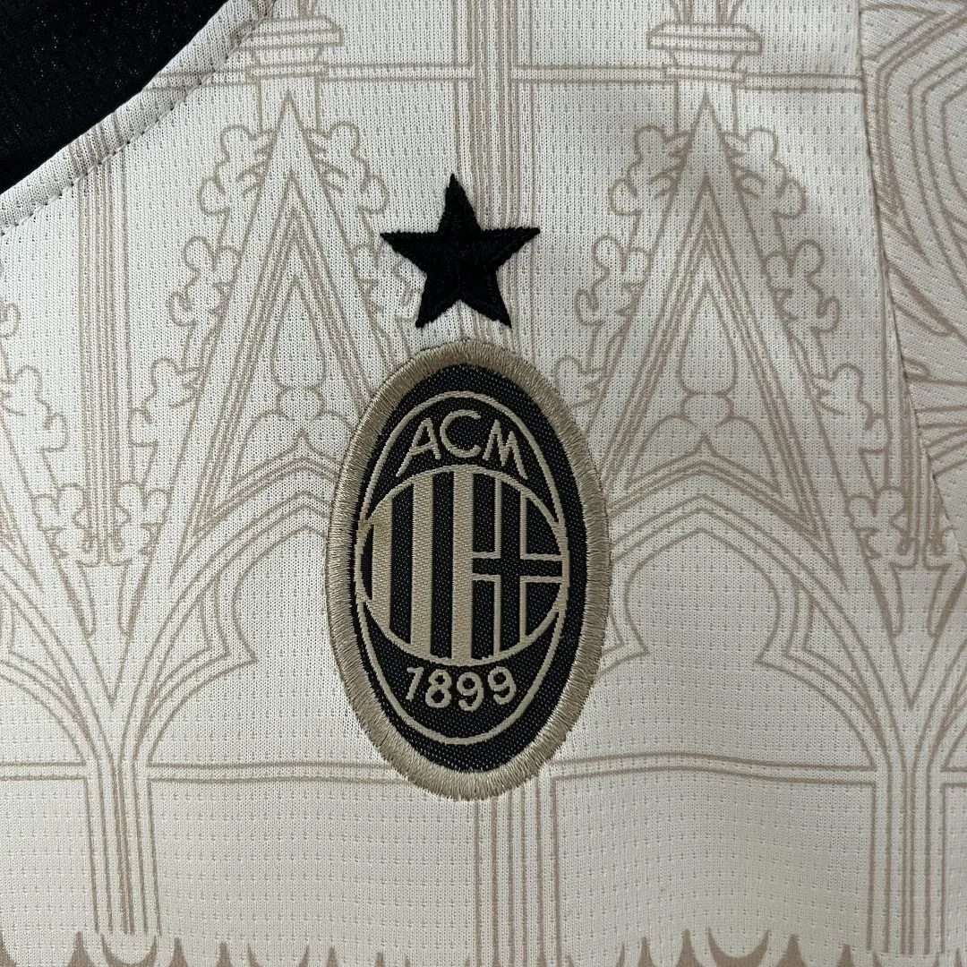 24-25 AC Milan Fouth Kid Kits Beige Children Sets Jersey Supplier Yupoo 1