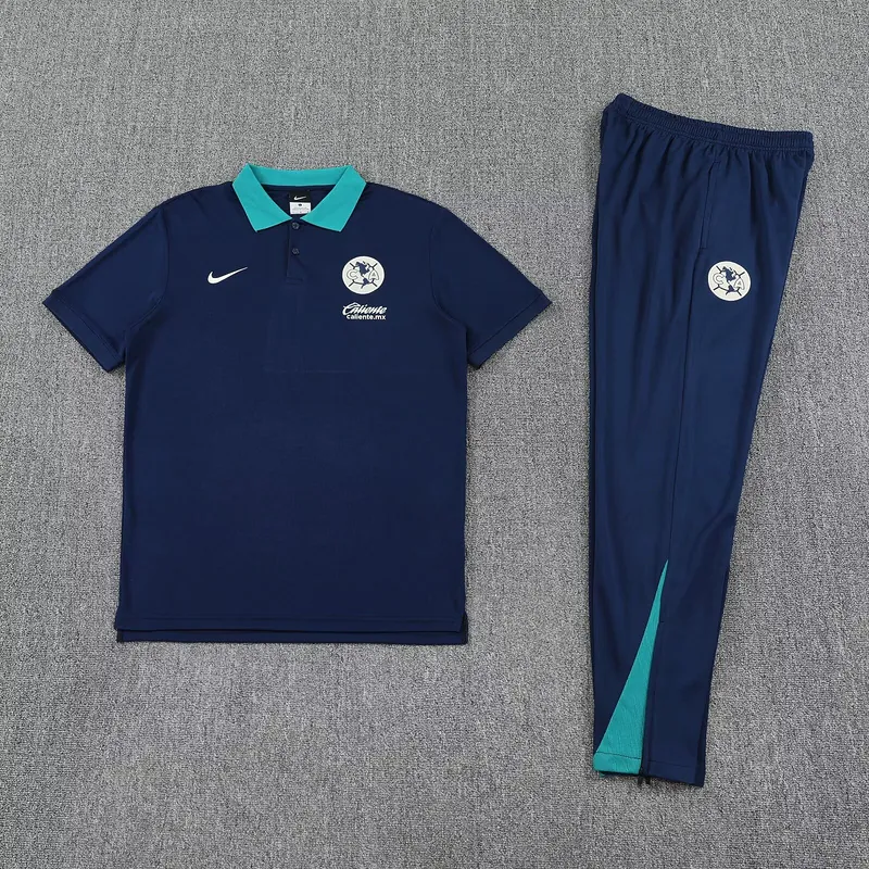 25-26 Club America Navy POLO Training Kits Football Tracksuits 1
