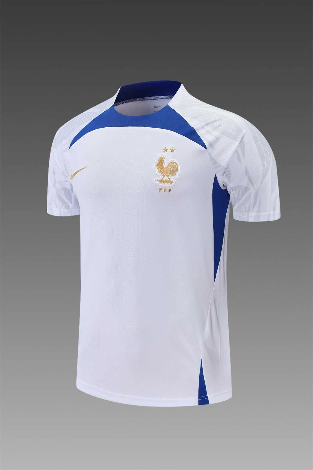 2022 France Training Suit Short Sleeve Kit White Blue 2