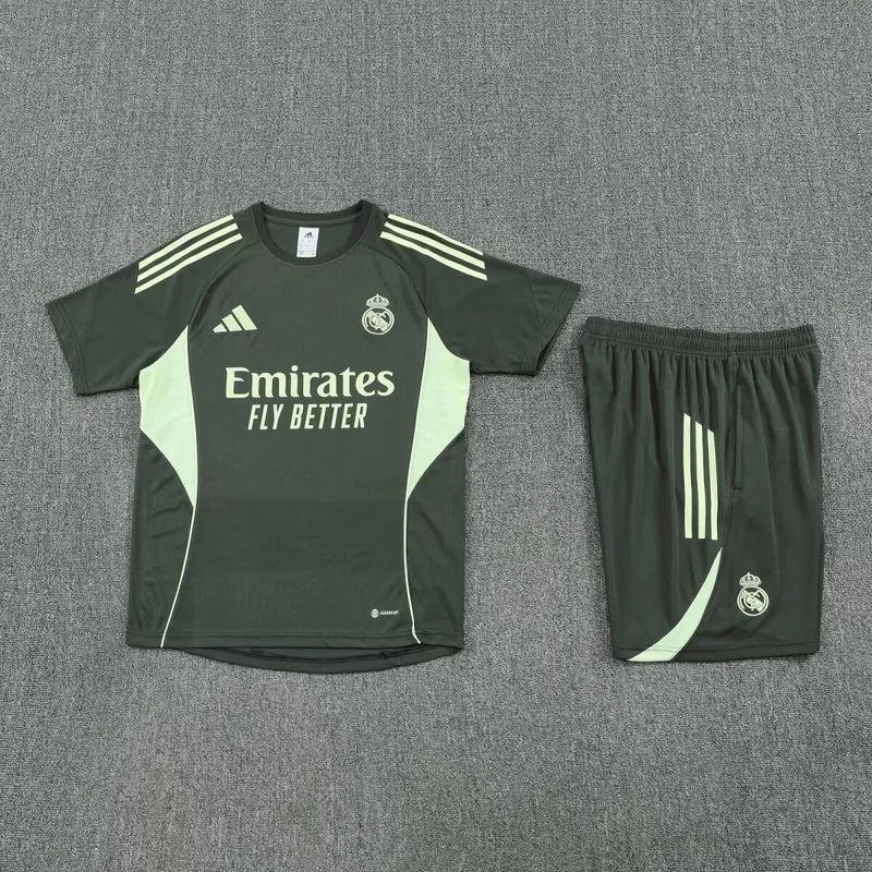 25-26 Real Madrid Army Green Training Kits Football Tracksuits 1