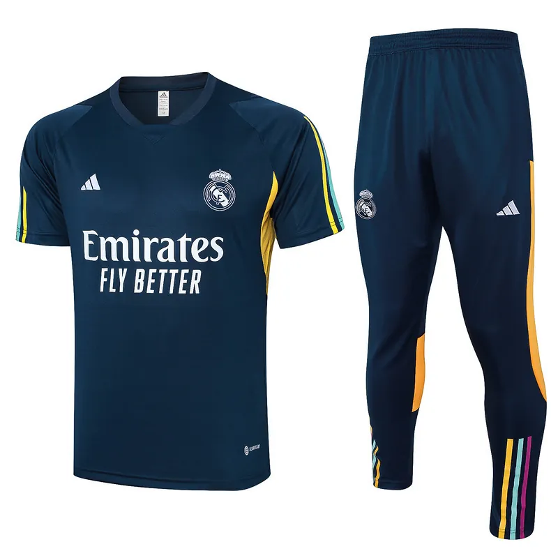 23-24 Real Madrid Short Sleeve Kits Navy Training Suits Soccer Jerseys Yupoo 4