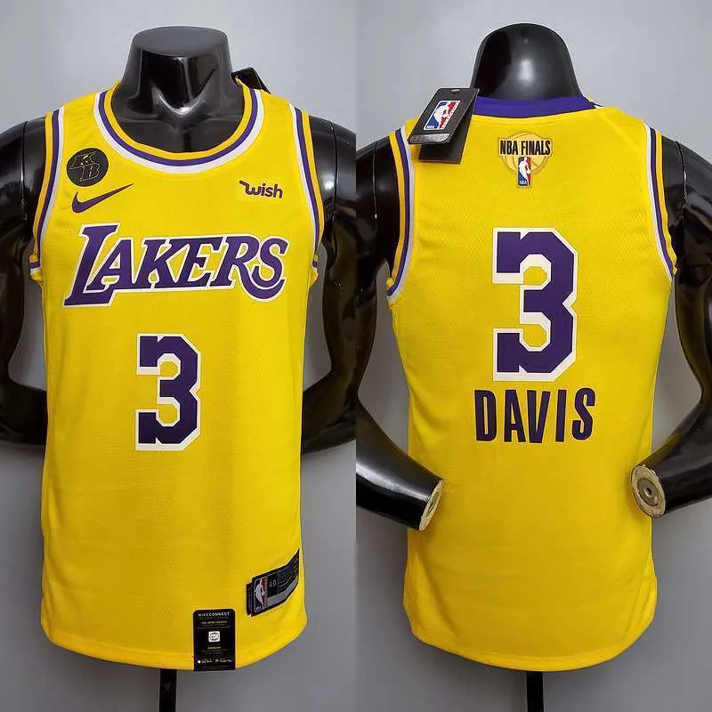 New DAVIS #3 Lakers Commemorative Edition Round neck yellow 9