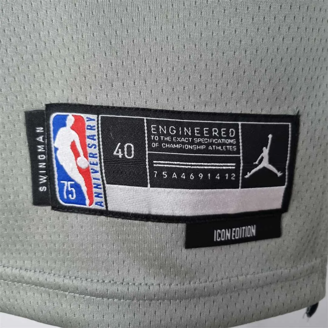 75th Anniversary Durant #7 Brooklyn Nets City Edition Gray NBA Jersey 1