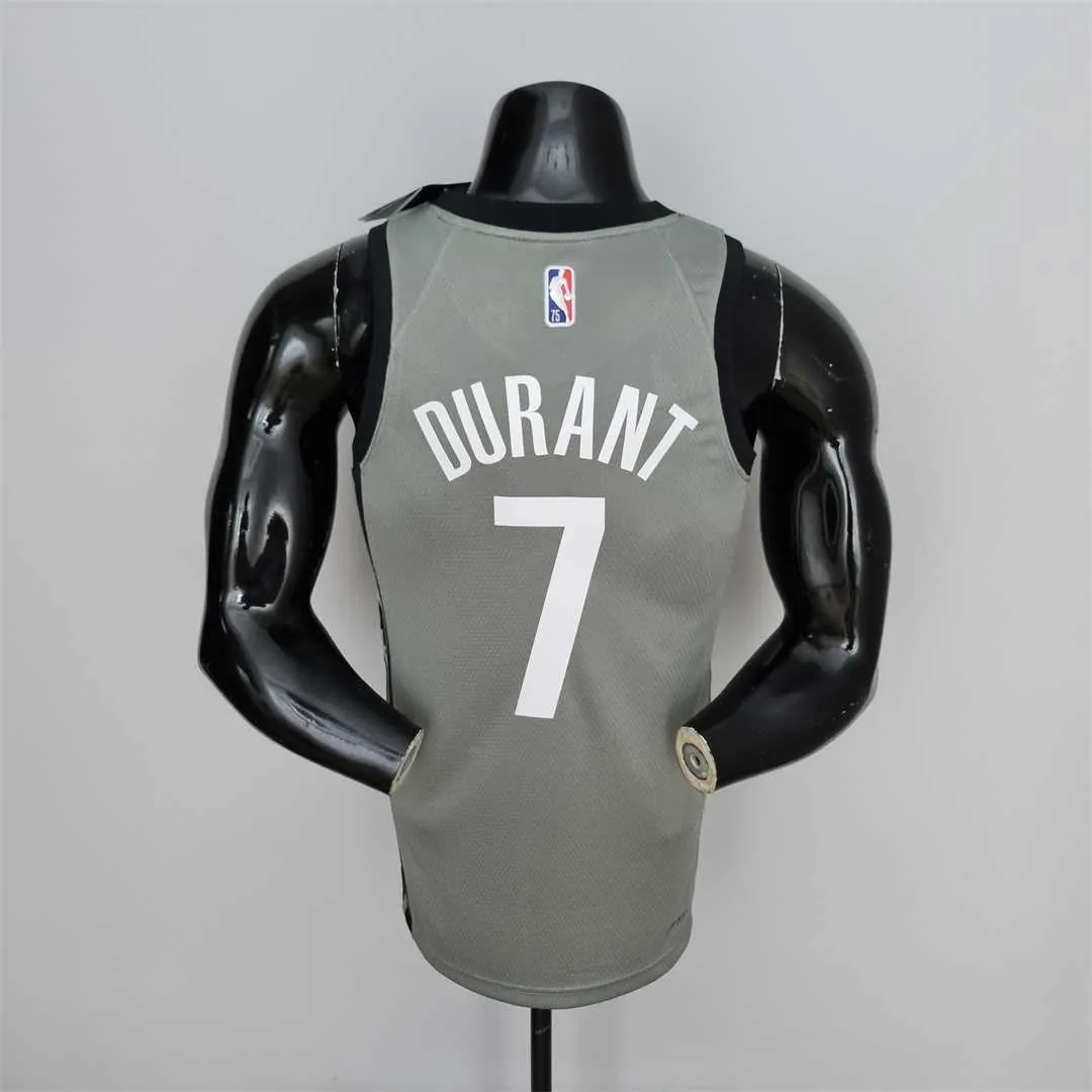 75th Anniversary Durant #7 Brooklyn Nets City Edition Gray NBA Jersey 7
