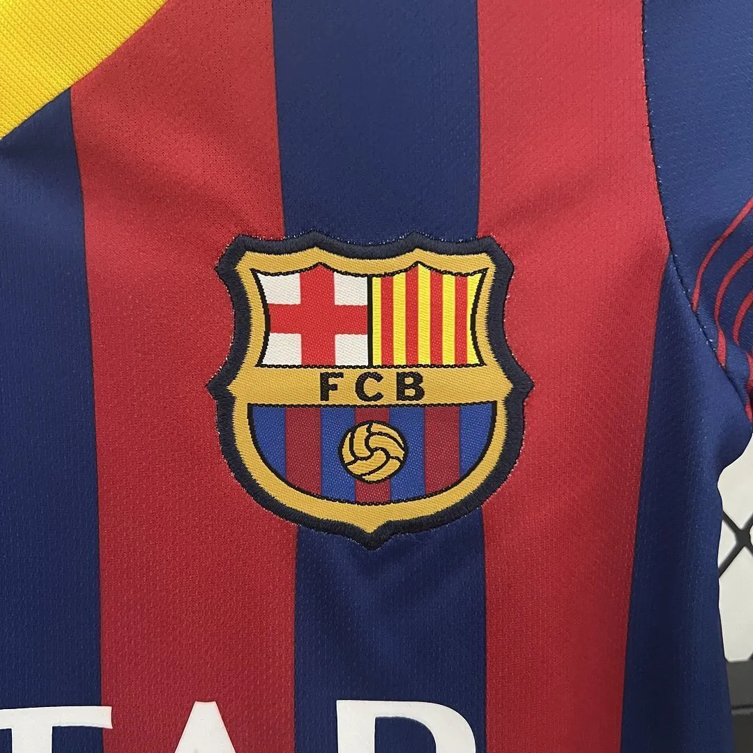 13-14 Barcelona Home Retro Kids Kits Children Shirt Cheap Jersey Yupoo 3
