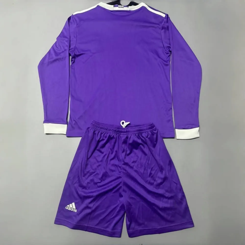 16-17 Real Madrid Away Retro Long Sleeve Retro Kid Kits Youth Apparels Soccer AAAAJersey Yupoo 1