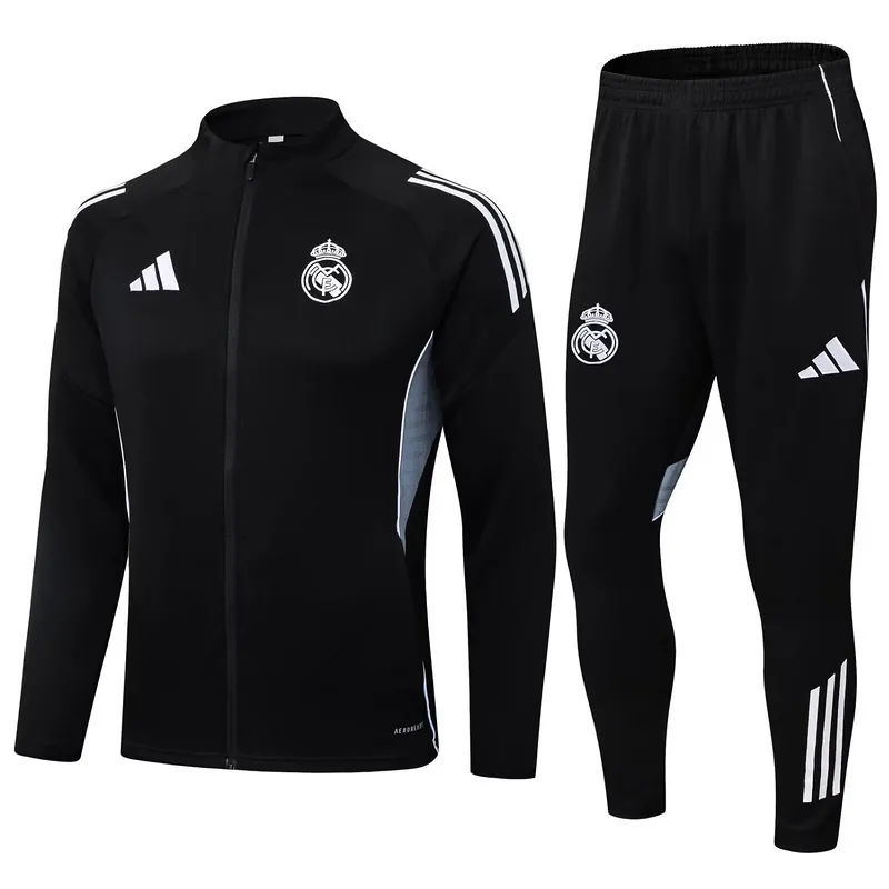 25-26 Real Madrid Black Football Tracksuits Long Jacket Suits 3