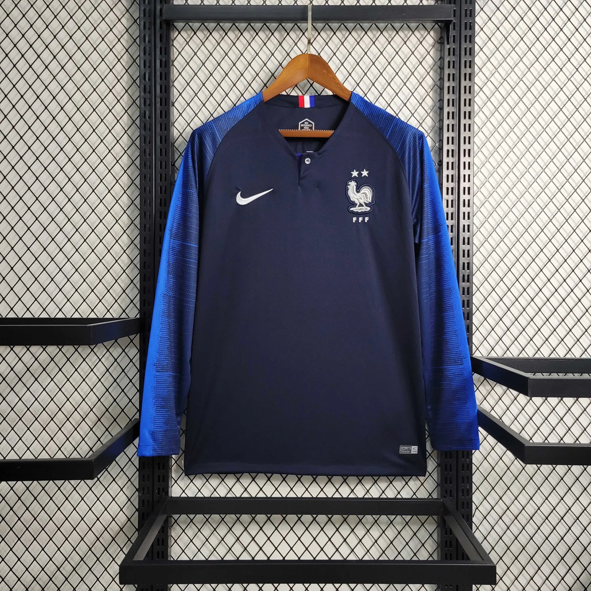 2018 Retro Long Sleeve France Home S-XXL 9