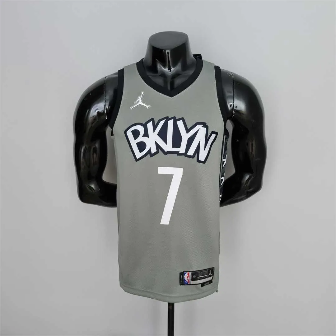 75th Anniversary Durant #7 Brooklyn Nets City Edition Gray NBA Jersey 10