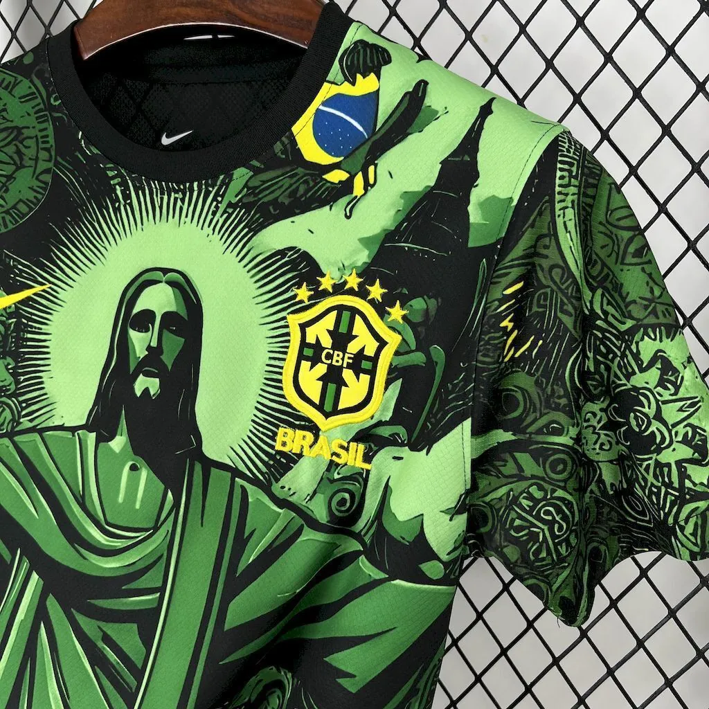 2024 Brazil Christ the Redeemer Green Special Edition Kit Soccer AAAAJersey Yupoo 2