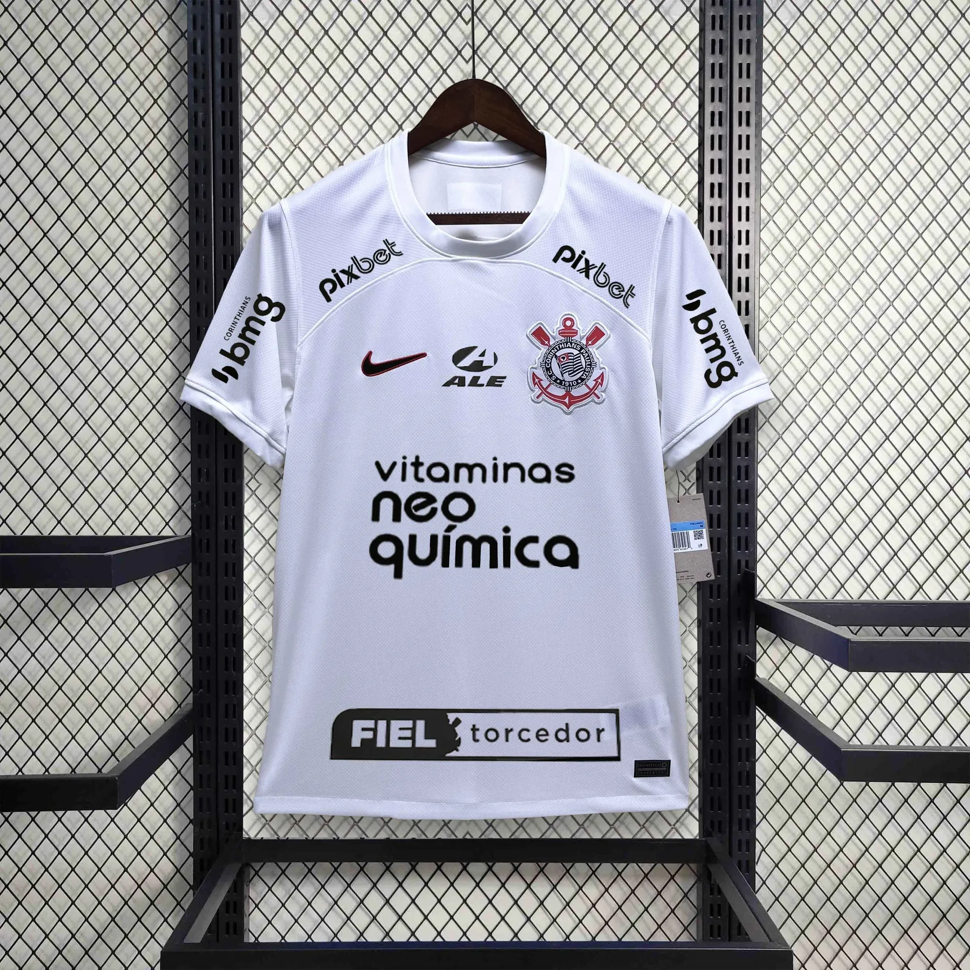 23-24 Corinthians Home Kit With All Sponsor White Shirt Soccer Jerseys For Sale 6