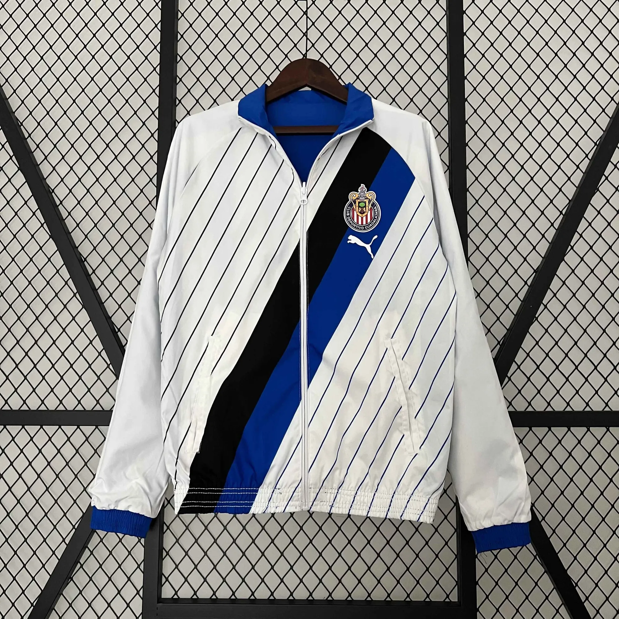23-24 Chivas Reversible Windbreaker White&Blue Double-Sides Jacket Soccer Jerseys For Sale 1