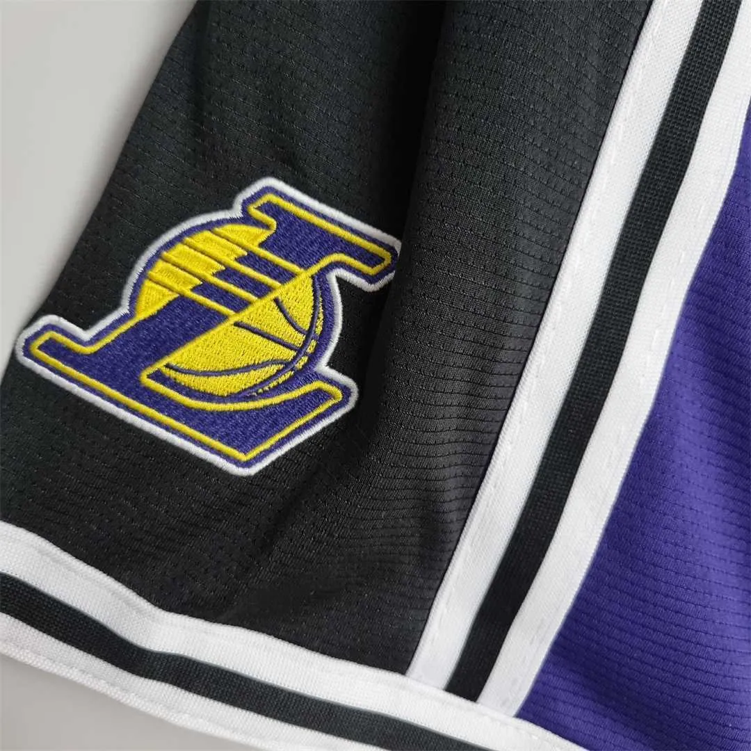 2022 Los Angeles Lakers NBA US Training Shorts Purple Black 4