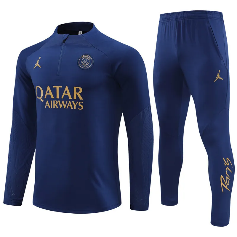 23-24 PSG Long Sleeve Kits Navy Zipper Training Suits Jersey Supplier Yupoo 4