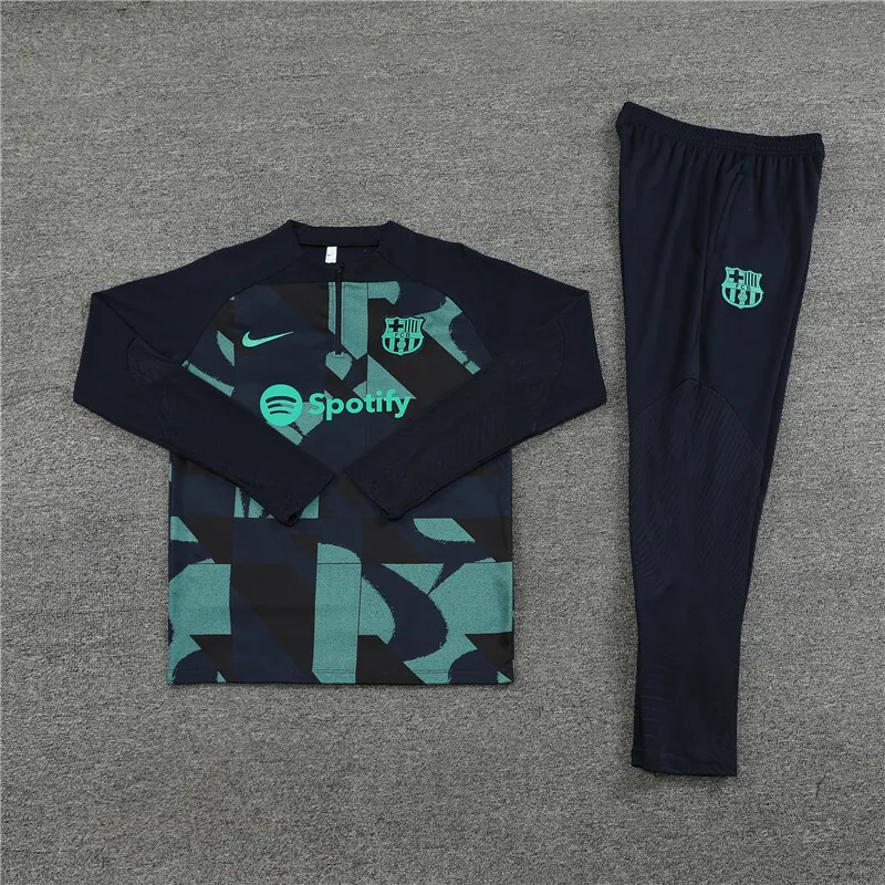 23-24 Barcelona Adults And Kids Training Suits Black&Green Tracksuits Jerseys World Yupoo 1