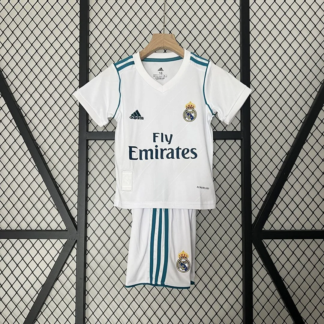 17-18 Real Madrid Home Retro Kids Kit Size-16-28 Soccer Jersey Yupoo 15