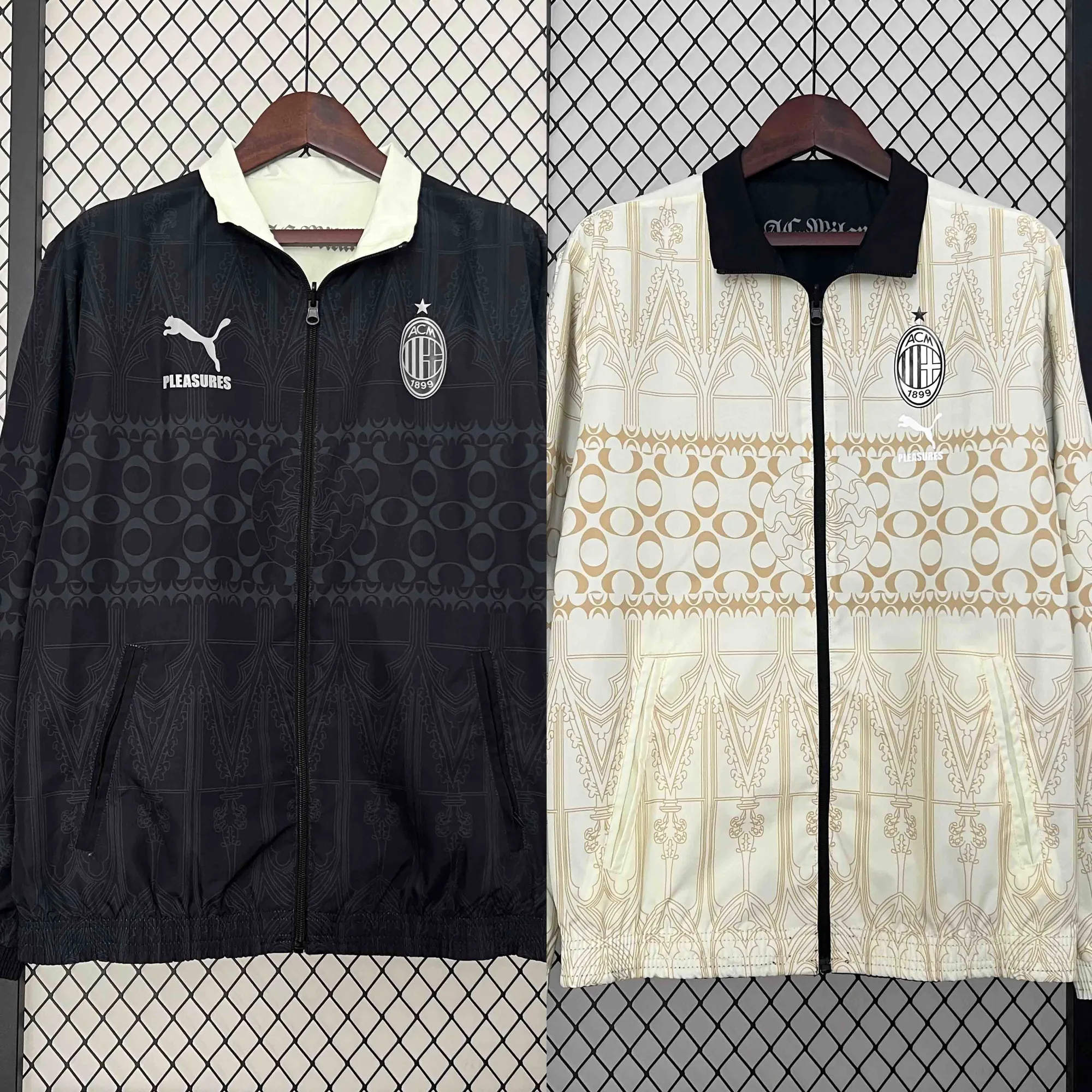 23-24 AC Milan Trench Coat Reversible Windbreaker Double-Sides Jacket AAAAJersey Yupoo 12