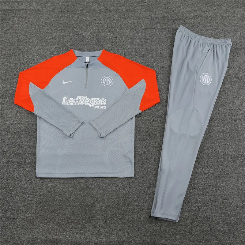 23-24 Inter Milan Long Sleeve Kits Grey Zipper Training Suits Jersey Supplier Yupoo 2