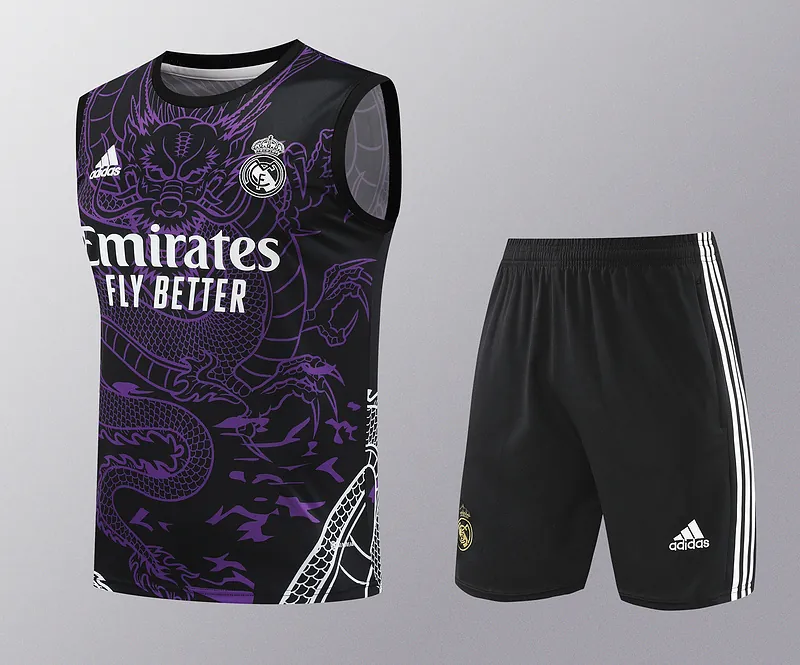 24-25 Real Madrid Purple Dragon Training Vest Kits(Top+Shorts) Football Replicas Yupoo 4