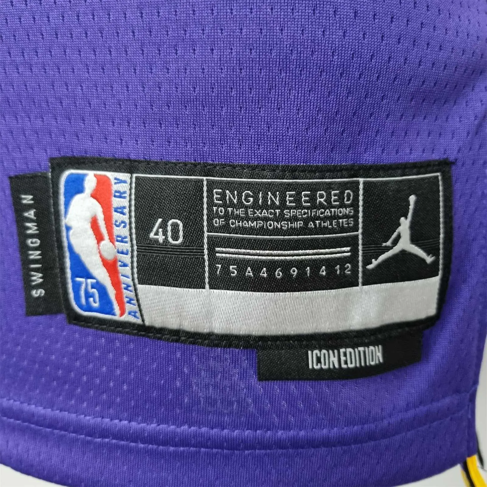 75th Anniversary BRYANT#24 Los Angeles Lakers Jordan Purple NBA Jersey 7
